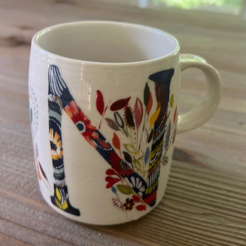 Anthropologie Starla Halfmann Initial N Mug